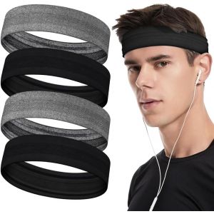 Subzonal-Bandeaux De Sport, 4pcs Elastique Bande De Cheveux Large Headband Bandeau De Sport Yoga Course, Bandeau Cheveux Femmes Hommes Pour Course, Cyclisme, Basket-Ball - &Eacute;vacuation &Eacute;lastique - Neuf