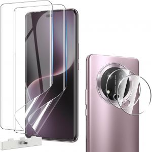 2+2 Pi&egrave;ces Protection &Eacute;cran Honor Magic 7 Lite 5g, Avec 2 Cam&eacute;ra Arri&egrave;re Protecteur, Anti-Rayures Et Sans Bulles Tpu Flexible Film Facile &Agrave; Installer Honor Magic 7 Lite Protection D'&eacute;cran - Neuf