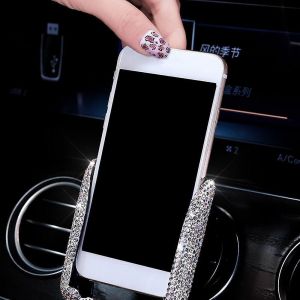 Support De T&eacute;l&eacute;phone De Voiture Universel Clip De Montage De Grille D'a&eacute;ration Bling Strass Accessoires De Voiture,Blanc - Neuf