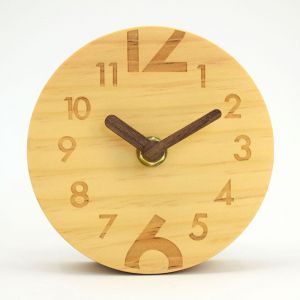 R&eacute;veil analogique en bois, en sapin de Chine, avec &eacute;clairage diurne. - Neuf