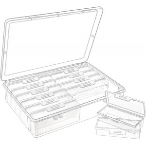 Kalanka-Boite Rangement Plastique, Lot De 13 Petite Boite Plastique, Petite Boîte De Rangement Transparente Boite Pour Perles, Boucles Doreilles, Outils, Crochet De Pêche - Neuf