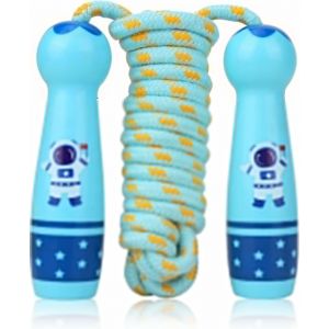 Les enfants de Corde à Sauter, Réglable de Corde de Coton avec manche en Bois Décoré avec Modèle de dessin animé pour les Enfants, des Garçons et des Filles à des fins d'Exercice d'Entraînement de Fitness Bleu - Neuf