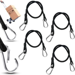 Set Of 4 Rubber Bungee Corners With Carabiner 60 Cm Black Extra Strong Rubber Bungee Cord For Bicycle Camping - Neuf
