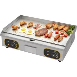 Nouvelhorizonstore-Plancha &Eacute;lectrique Professionnelle Inox 4400w De Gril En Le Fer 73 * 43cm, Thermostat 50 &Agrave; 300&deg;C, 2xthermostat, 2 Prises (Enti&egrave;rement Lisse) - Neuf