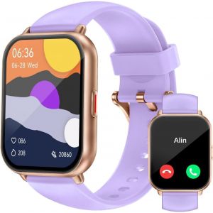 Montre Connect&eacute;e Homme Femme Avec Appel Bluetooth Smartwatch Avec Podometre Cardiofrequencemetre Oxymetre Montre Sport Pour Iphone Android Etanche Ip68 Notification Chronometre Violet Clair - Neuf