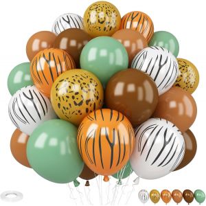 SJZG-Lot De 30 Ballons En Latex Pour Gar&ccedil;ons Et Filles - 30,5 Cm - Marron/Vert - Avec Empreintes De Pattes D'Animaux - Pour Gar&ccedil;ons Et Filles - Pour F&ecirc;te D'Anniversaire, F&ecirc;te Pr&eacute;natale, Safari Dans L - Neuf