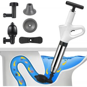 VornixorSarlshopD&eacute;boucheur de Toilette &agrave; Air Comprim&eacute;, D&eacute;boucheurs Ventouses avec Barom&egrave;tre, Ventouse Deboucheur WC avec 3 T&ecirc;tes de Piston et Gonfleur, D&eacute;bouchage pour Toilette, &Eacute;vier, Baignoire - Neuf
