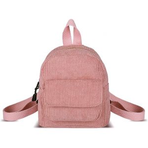 Petit Sac à Dos Femme, Velours Côtelé Mini Sac a Dos, Petit Sac a Dos Élégant pour Femme pour les Rencontres, le Travail, le Shopping, les Voyages, le Camping(Rose) - Neuf