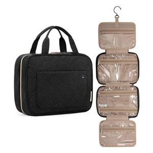 Trousse de toilette de voyage pliable à suspendre pour femmes et hommes (noire), trousse de toilette pliable, organiseur de maquillage - Neuf