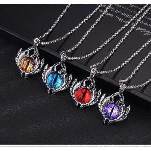 Européen Et Américain Vintage Punk Style Turc Diable ?il Alliage Pendentif Exagéré Tendance Hip Hop En Acier Inoxydable Collier Ornement - Neuf
