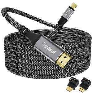 TTA-2 Mètres Câble USB C vers HDMI 4K,Type-C vers HDMI UHD,Connecteur Plaqué or, Câble Tressé en nylon,Compatible avec Thunderbolt 4/3, pour iPhone 15 série, MacBook Pro/Air, iPad Pro/Air, etc. - Neuf
