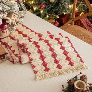 Sjzg-Mode Chemin De Table Avec Pompons, D&eacute;cor Chemindetable, R&eacute;utilisables Chemin De Table De No&euml;l, Pour D&eacute;coration Table Salle &Agrave; Manger Maison F&ecirc;te Mariage No&euml;l, 30 X 220 Cm - Neuf