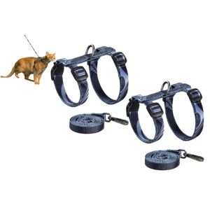 Harnais Et Laisse R&eacute;glables Anti-Fugue Pour Chatons - Gris - Neuf