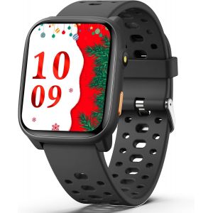 JGD-Fitness Tracker Montre Enfant Connectée, Montre Intelligente avec 100+ Modes de Sport, Podomètre, Moniteur de Sommeil, 1.83"" Smartwatch, Cadeau Ado Garçon Fille 6-16 Ans (Noir) - Neuf