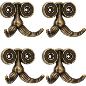 4 Pi&egrave;ces Pat&egrave;res Murale Vintage,Crochet Mural avec Vis Double Crochet Porte Manteau en Alliage de zinc Coat Hooks pour Salle de Bain,Chambre,Armoire(Bronze) - Neuf