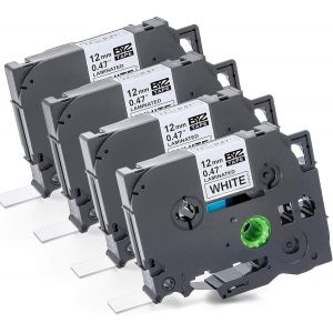 4 Ruban Etiqueteuse pour Brother TZ231 TZE231, 12mm 0.47 x 8m Ruban Etiqueteuse Cassette Ruban pour &Eacute;tiqueteuse Noir sur Blanc, Compatible Brother P-Touch 1010 1090 110CH 1230PC D210 H200 - Neuf