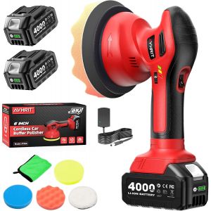 MEVRONISSHOP-Polisseuse Voiture Sans, 2 Batteries 4000 mAh (jusqu'&agrave; 6 000 tr/min), Polisseuse de Voiture, Orbitale 8 mm pour l'entretien des Voitures et Des Bateaux, Polissage,Cirage et Finition des - Neuf