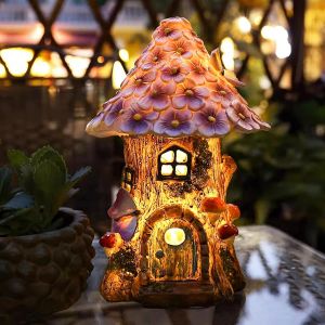 Mevronisshop-Decoration Jardin Exterieur,Maison De Champignon De F&eacute;e Ext&eacute;rieure, Maison De F&eacute;e Champignon En R&eacute;sine Avec Lampe Solaire,&Eacute;tanche Ip44,6-12 Heures,Convient Aux Pelouses De Cour. - Neuf