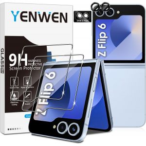 Kal-Verre Trempé Pour Samsung Galaxy Z Flip 6 Protection Ecran 2 Pièces Protection Écran Film Et 2 Pièces Caméra Arrière Protecteur Pour Samsung Z Flip6 5g Anti Rayures Dureté 9h Glass - Neuf