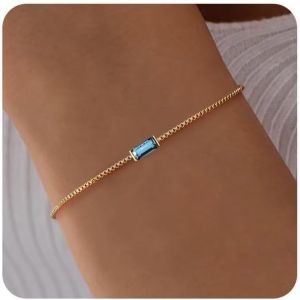 Eryi-Bracelet Anniversaire Femme Bracelet En Or 14k Avec Zirconium Chaîne En Maille Cadeau D'anniversaire Pour Les Femmes - Neuf