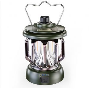 Lampe De Camping Led Verte Rechargeable Par Usb, Style Vintage, Lumière Blanche Chaude À Intensité Variable, Batterie Externe 5 200 Mah, Pour Camping, Pêche, Randonnée, Grotte, Etc. - Neuf