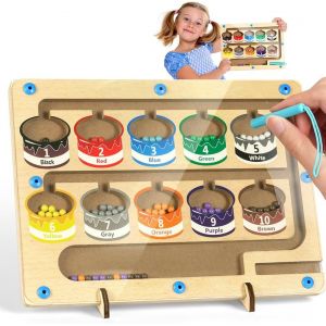 KAL-Jeux Labyrinthe Magnetique Enfant, Jouets Montessori, Jeu Magnétique City Maze, Jouets D'Éducation Préscolaire Pour Enfants, Cadeau De Jeu De Motricité Fine 3 4 5 6 Ans (Jaune) - Neuf