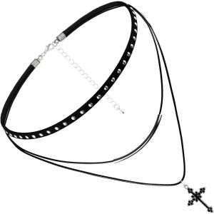 Kales-Multilayer Collier Vintage Coeur Etoile Choker Cha&icirc;ne Dentelle Croix Punk Gothique Pendentif - Neuf