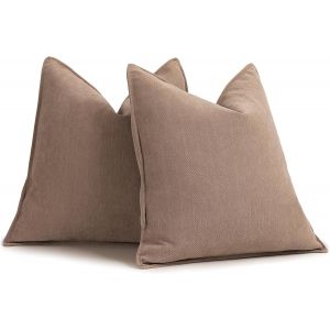 Cauc-Housse De Coussin Kaki 50x50, Lot De 2 Housse Coussin En Chenille Coussin Canape Pour Canap&eacute; Au Design &Eacute;l&eacute;gant, Coussins D&eacute;coratifs Doux Et Luxueux Pour Canap&eacute;, Lit Et D&eacute;coration De La Maison - Neuf