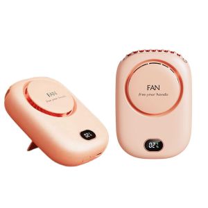 Ventilateur de cou USB rechargeable mini ventilateur de voyage &agrave; suspendre - Rose - Neuf