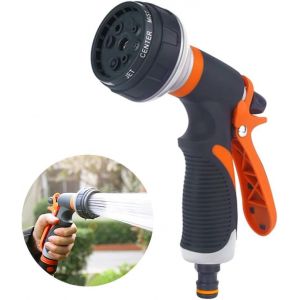 JGD-Pistolet d'arrosage, Pistolet Arrosoir avec 8 Modes d'Arrosage, Pistolet Pulv&eacute;risateur de Jardin, D&eacute;bit d'eau R&eacute;glable pour Arroser la Pelouse, Le Bain des Animaux Domestiques - Neuf