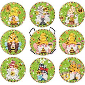 Kit De 8 Sous-Verres &Agrave; Peindre Avec Des Diamants 5d, Style 12, Pour D&eacute;corations De F&ecirc;te - Neuf