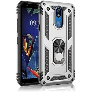 Kal-Coque Huawei Mate 20 Lite, Silicone Souple Et Pc Dur Coque Avec Support Béquille Métal Multi-Angles Etui, Protection Double Couche Multi-Fonctionnel Housse Pour Huawei Mate 20 Lite - Argent - Neuf