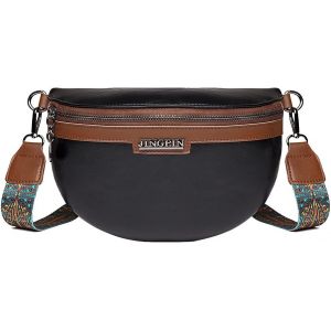 KALANKA-Sac Banane Femme - Large Sangle - Sac à Bandoulière Cuir pour Femme - Petit Bandoulière Mode - Neuf