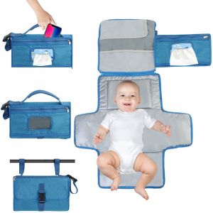 Bleu, 1 Pièce, Housse De Matelas À Langer Pliable Et Portable Pour Bébé, Sac À Langer De Voyage - Neuf