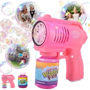 Kal-Pistolet A Bulle De Savon, Pistolet &Agrave; Bulles Jouet, Pistolets &Agrave; Bulles Led Automatique, Machine &Agrave; Bulles De Savon, Cadeau Pour Enfant/Anniversaire/F&ecirc;te (Avec 130ml Solution &Agrave; Bulles) - Neuf