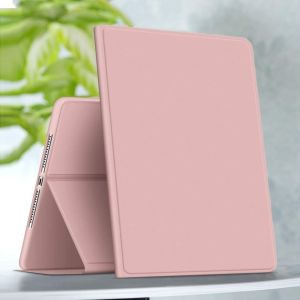 Kal-Coque Pour Ipad 10,2"" 2021 9ème Génération/2020/2019 Avec Porte-Stylo, Ipad 8ème Gén / 7ème Étui Flexible Smart Cover Case (Réveil/Sommeil Automatique) Housse Arrière Tpu Souple, Rose - Neuf