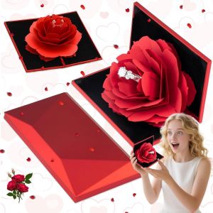 3d Rose Bague Bo&icirc;te, Bo&icirc;te &Agrave; Bagues Rose, Bo&icirc;te &Agrave; Bagues Fleur Rose Rouge, Rose 3d Anneau Bo&icirc;te Pour Les Mariages C&eacute;r&eacute;monies De Fian&ccedil;ailles Anniversaire De Mariage Saint Valentin - Neuf
