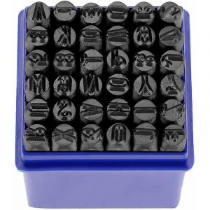 Perforatrice à lettres, ensemble de tampons en métal 36 pièces Perforatrice à chiffres Perforatrice à lettres Lettres de l'alphabet de A à Z et chiffres de 0 à 8 Outil de presse à poinçonner en acier au carbone 1/4'' - - Neuf