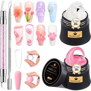 Gel 3d Nail Art - Kit D'extension D'ongles Transparent Pink, Gel Construction Ongle Uv Colle Non Collante, Glue Solid Sculpture Builder &Agrave; La Main, Manucure Salon D&eacute;cora Diy 20g (0,71 Fl Oz) - Neuf