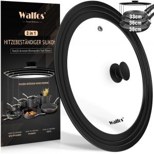 Jexnovashop-Couvercle Universel Pour Casseroles, Po&ecirc;les Et Po&ecirc;les &iquest; Convient Aux Ustensiles De Cuisine De 33 Cm, 36 Cm Et 38 Cm De Diam&egrave;tre &iquest; Couvercle En Verre Avec Bord En Silicone R&eacute;sistant &Agrave; La C - Neuf