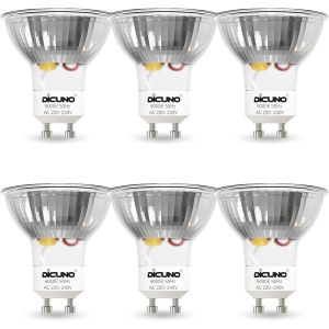 Ampoule Led Gu10,Blanc Froid 6000k,5w,Équivalent 50w Lampe Halogène,430lm,Ampoule Led Spot Culot Gu10,Non-Dimmable,230v,120° Larges Faisceaux,Lot De 6 - Neuf