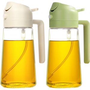 Eryi-2 Pièces Spray Huile Cuisine, 470 Ml 2 En 1 Vaporisateur Huile D`Olive Avec Buse De Qualité Alimentaire, Flacon Distributeur D'huile D'olive Pour Cuisine, Cuisine Accessoires (Blanc Et Vert) - Neuf