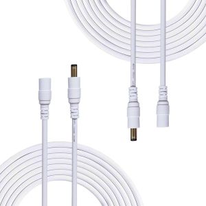 2pcs 5 M&egrave;tres C&acirc;ble D'extension d'alimentation DC 2.1mm x 5.5mm M&acirc;le &agrave; Femelle Connecteur pour Adaptateur DC, Bande de LED, CCTV Camera Power, Voiture, Moniteurs, et Plus - Blanc - Neuf