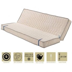 Matelas Ferme Pour Clic Clac 130x190 X 20 Cm - Dim Assise 60 Cm - 5 Zones De Confort - D&eacute;houssable Housse Lavable - Noyau Mousse Poli Lattex Haute R&eacute;silience - Hypoallerg&eacute;nique - Neuf
