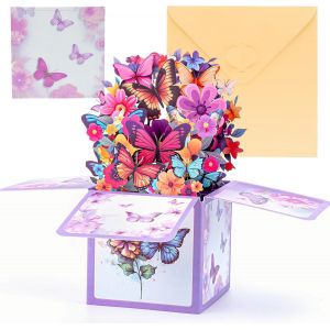 Mevronisshop-Carte D'anniversaire 3d Pour Femme Avec Motif Papillon Pop Up, Inclut Enveloppe, Id&eacute;ale Pour M&egrave;re, Fille, F&ecirc;te Des M&egrave;res, Anniversaire De Mariage Et Carte De Remerciement - Color&eacute;e - Neuf