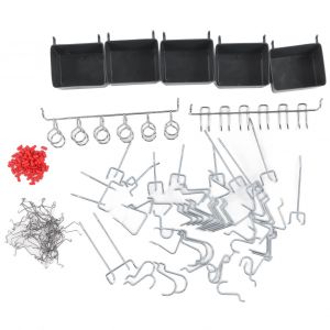 XYONG Assortiment de 114 crochets pour panneau perfore, kit de rangement robuste pour accessoires avec verrous pour bacs - Neuf