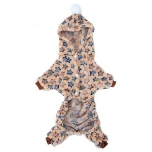 Hjlian Combinaison Pour Animaux De Compagnie En Flanelle Beige Sable, Vetements D'hiver Chauds, Pyjama Etoile, Costume Pour Chats Et Chiens (Xxl) - Neuf