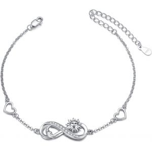 Bracelet Réglable Pour Femme En Argent Sterling 925 Avec Symbole Infini, C?ur, Soleil Et Lune, Argent Sterling, Oxyde De Zirconium - Neuf