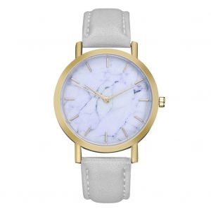 Montre-Bracelet A Quartz Zhoulianfa Unsiex Pour Couple, Cadran Marbre, Alliage Pu (Gris) - Neuf