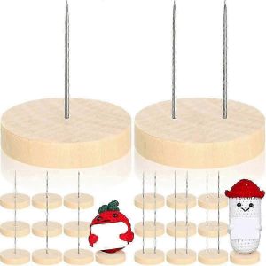 Crochet poupée support simple double aiguille d'acier poupée support feutre poupée animale jouet base en bois support A - Neuf